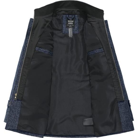 Men's Wool Blend Jacket Stand Collar Windproof Pea Coat - Picture 3 of 8